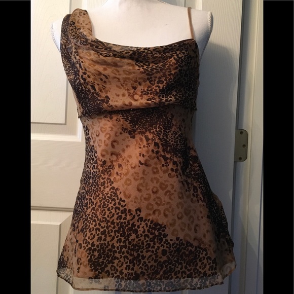 Leopard Animal Print Shelli Segal top Sz 4 - Picture 2 of 8